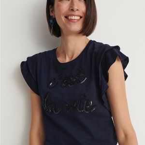 Tiered Flutter Sleeve Tee